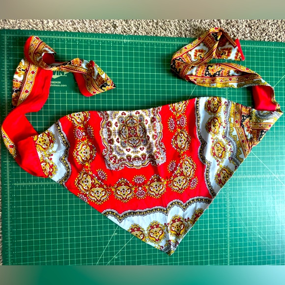 Nasty Gal Strapless Silky Bandana/Scarf Top W Sz 10 Ties in Back - Picture 2 of 9